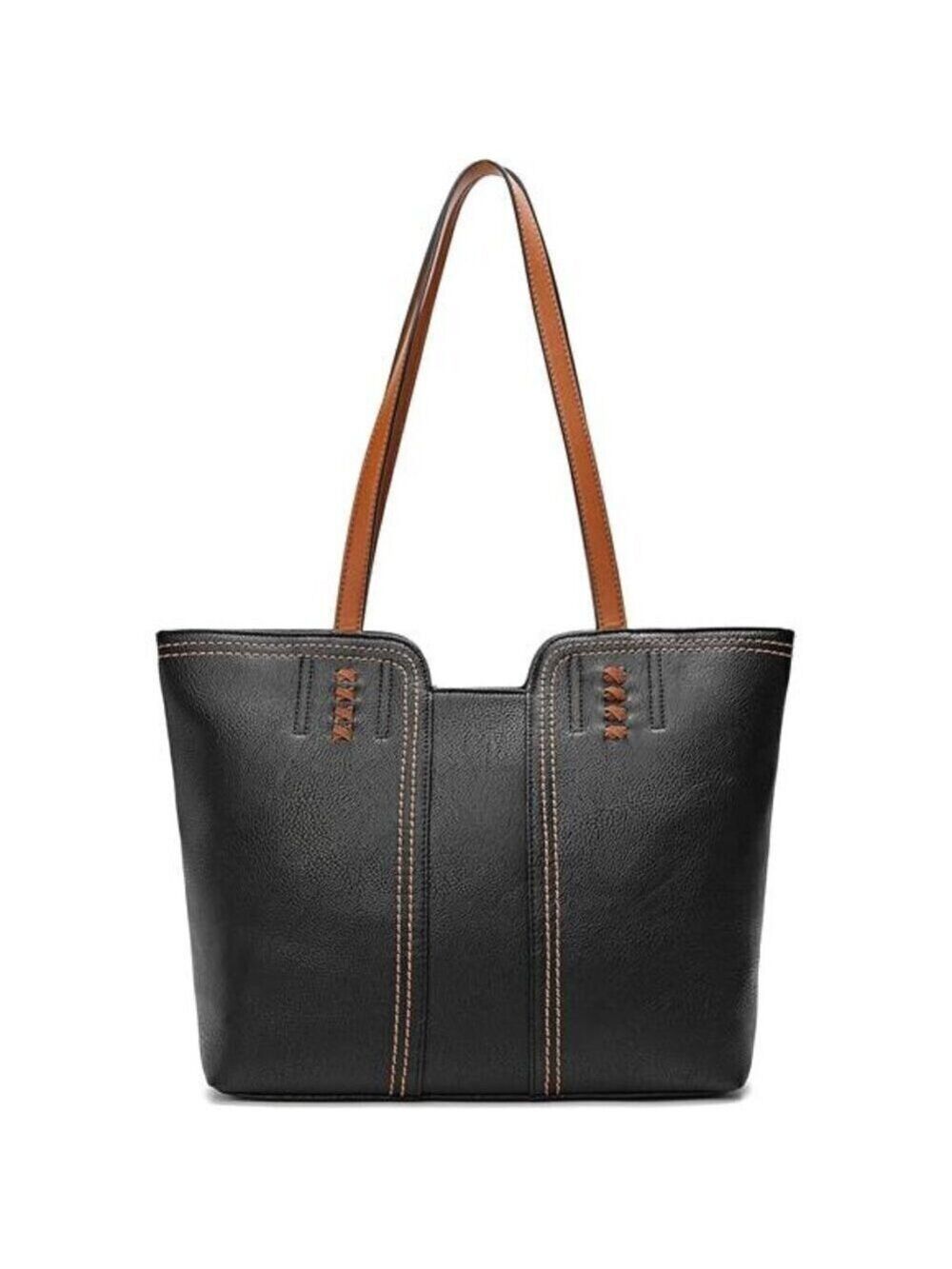 Montana West Tote Bag Vegan Leather  Black & Brown Top Handle Satchel Purse